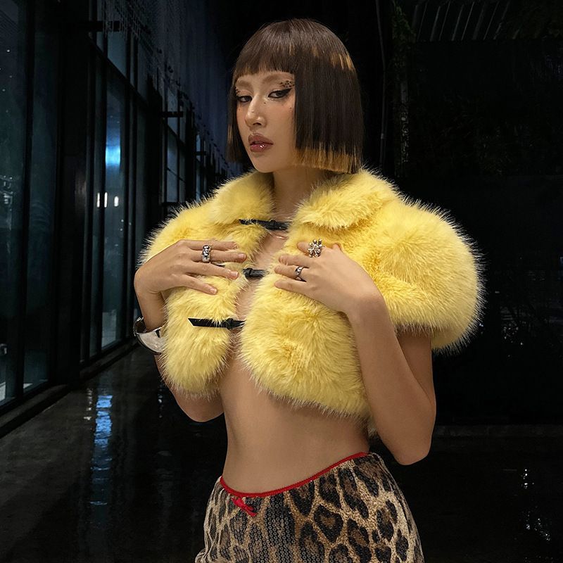 2025 Fur Short Coat Women Crop - Street Fashion Men 2025 ulasan dan harga