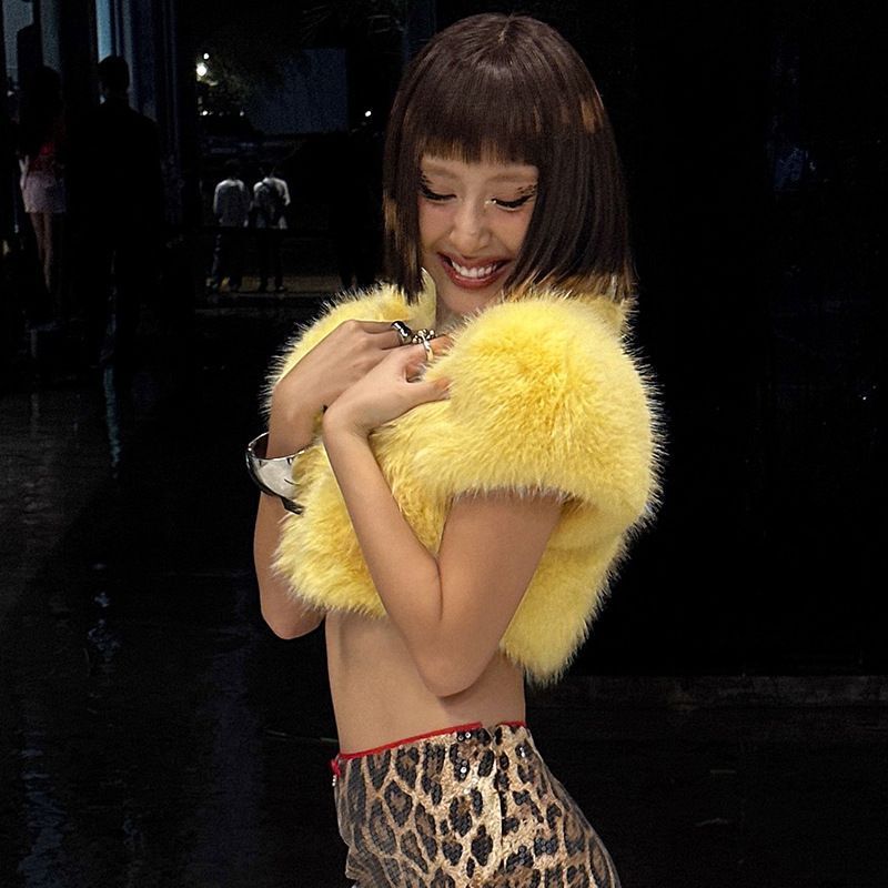 2025 Fur Short Coat Women Crop - Street Fashion Men 2025 ulasan dan harga